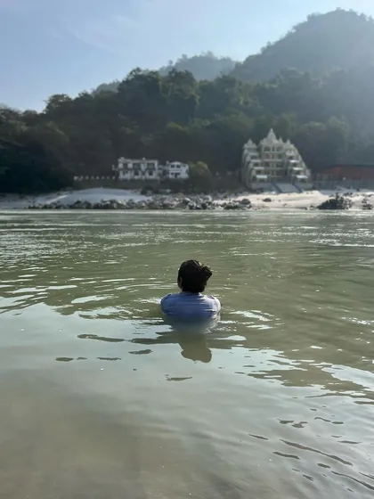 A moment of complete surrender in the sacred waters of the Ganges in Rishikesh. This experience taught me so much about faith and letting go. My holistic yoga approach is built on these lessons, helping you find your own sense of peace and flow.