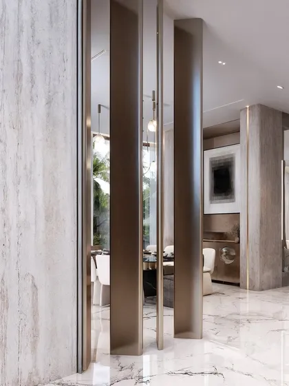 Another view of the partition panels, showing how they can be used to create different levels of privacy and connection between spaces.