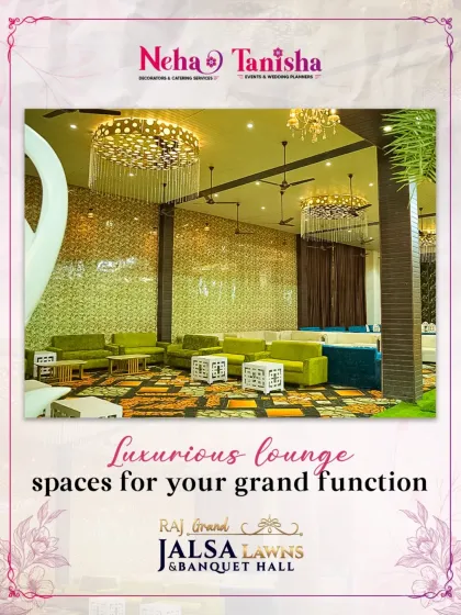 We ensure comfort for every guest. Our luxurious lounge spaces, complete with stylish sofas and elegant lighting, provide a chic and comfortable area for guests to relax and socialize during your grand function.
