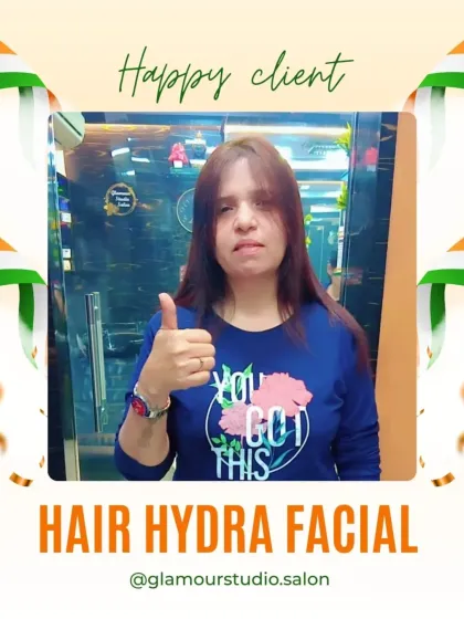 A thumbs-up from another happy client after her Hair and Hydra Facial combo. She's got this, and we've got her.
