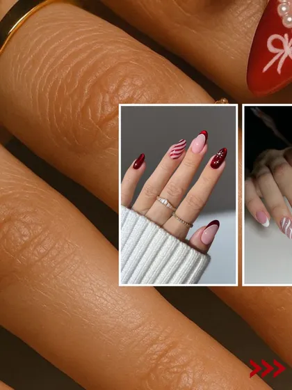 A closer look at some of our favorite festive designs. We love combining classic red and white with fun patterns like stripes and swirls for the perfect holiday manicure.