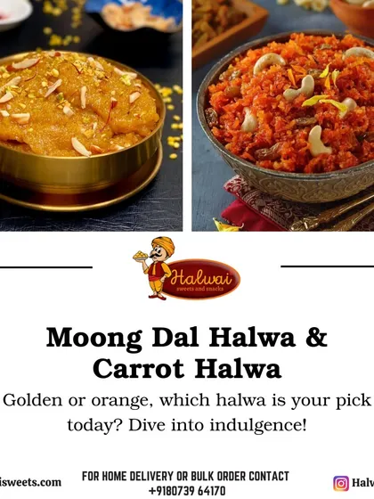 Golden or orange, which halwa is your pick today? Whether it's Moong Dal or Carrot Halwa, I've got your indulgence covered.