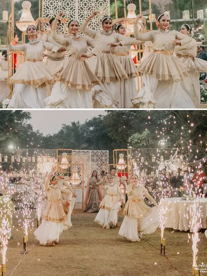 Professional dancers add a touch of grace and grandeur to the bridal entry and varmala ceremony, creating a beautifully choreographed start to the proceedings.