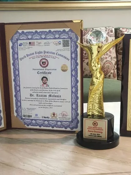 My Doctorate Award from the World Human Rights Protection Commission of India. A humbling achievement.