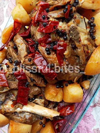 My Lamb Roast is a true feast. I marinate bone-in lamb with a special masala blend and slow-roast it with potatoes, red chilies, and whole spices until it's incredibly tender and juicy. It's a perfect centerpiece for a family dinner.