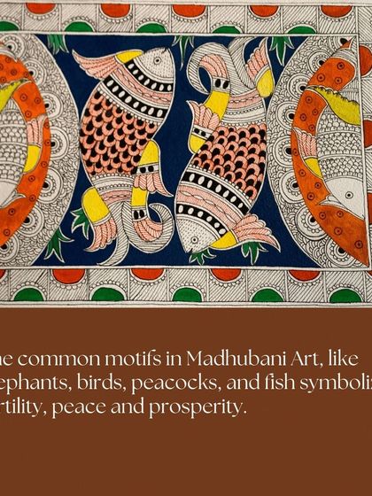 This post explains the symbolism of common motifs in Madhubani art, such as elephants, birds, and fish, which represent fertility, peace, and prosperity.