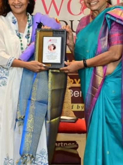 Receiving an award for "Exemplary Women in Education" from Brainfeed. It was special because this group was one of the first to truly recognize storytelling as the backbone of all learning.