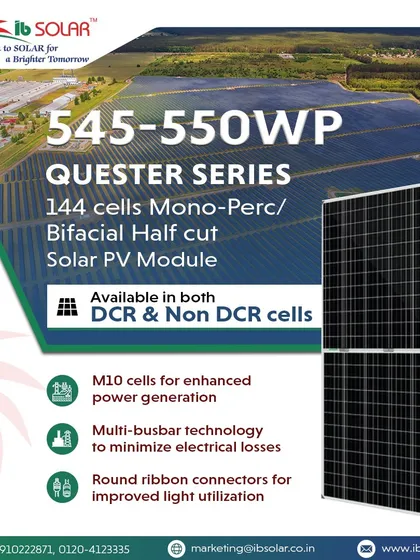 Our Quester Series 545-550WP modules feature M10 cells for enhanced power generation and multi-busbar technology to minimize electrical losses. Available in both DCR and Non-DCR formats, they are a versatile solution for various project requirements.