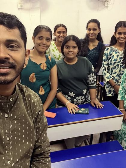 Our female students looking wonderful in shades of peacock green for Navratri. These celebrations are a beautiful part of our classroom culture.