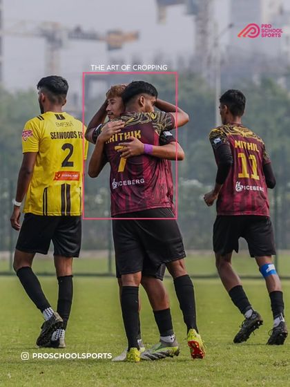 The art of cropping to focus on the emotion. The hug between teammates is the real story here.