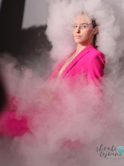 Creating a dramatic, ethereal mood with smoke and a bold pink suit for Label.San. We love experimenting with practical effects to produce unique and artistic fashion portraits.