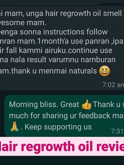 "Morning bliss" is how I felt reading this feedback. This customer followed the instructions for my hair regrowth oil for one month and saw a reduction in hair fall, and she loves the smell too.