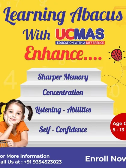 Learning abacus with UCMAS enhances sharper memory, concentration, listening abilities, and self-confidence. It's a step-by-step journey to unlocking your child's potential.