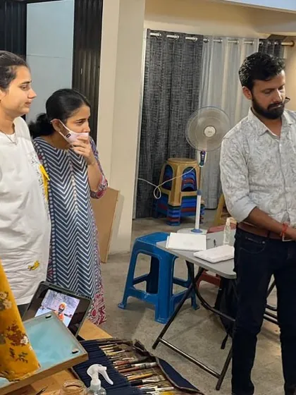 The best part of any workshop is sharing the final result with enthusiastic students. This was at my Bangalore workshop, where we explored techniques for creating expressive watercolor figures and portraits together.