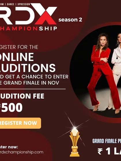 The official poster for the RDX Dance Championship online auditions. We encourage our talented students to participate and showcase their skills on a bigger platform.