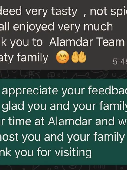A sweet message from the Khambaty family who found our food very tasty, not spicy, and not oily. We are so glad you enjoyed your dining experience.