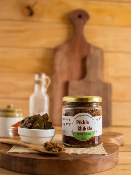 My Spicy Mango Pickle, a true classic. I use fresh, raw mangoes and a special blend of spices to give it that proper Punjabi kick you won't find anywhere else.