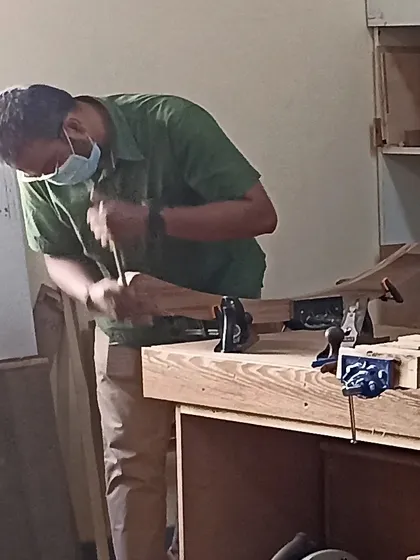 A busy day at the workshop. We have students working on Kumiko, a hand tools project, and a large rocking horse build all at the same time.
