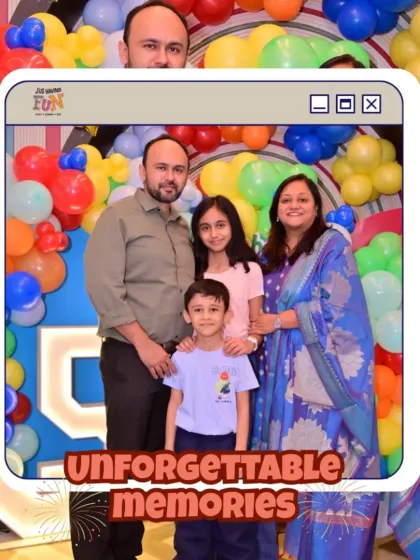 We believe birthdays are for the whole family. This beautiful family portrait captures a cherished moment against one of our colorful balloon backdrops. We handle all the details so you can focus on making memories like these.