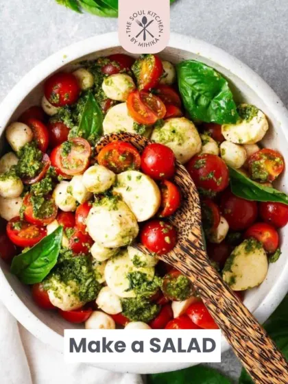 Create a simple yet elegant Caprese salad by mixing the dip with mozzarella balls and fresh tomatoes.