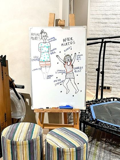 The before and after of a Pilates session, perfectly captured. You walk in with the weight of the day and leave feeling lighter, taller, and energized.