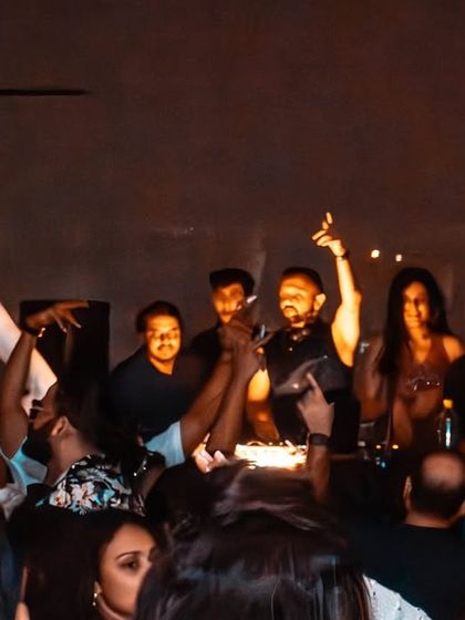The party in full swing around my DJ booth. The unique decor of the venue combined with my music created an unforgettable Diwali night.