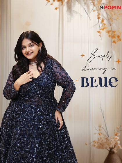 Simply stunning in blue. This graphic showcases one of my navy blue gowns, emphasizing its elegant and timeless appeal for any formal event.