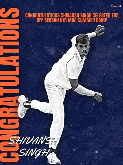 We are proud to announce Shivansh Singh's selection for the Off-Season U19 MCA Summer Camp. He is a dedicated fast bowler and this is a well-deserved step in his cricketing journey.
