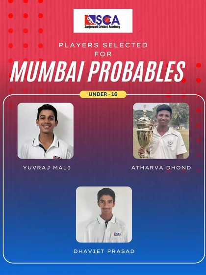 Congratulations to our three players who have been selected for the U-16 Mumbai Probables. Their hard work and training are paying off.