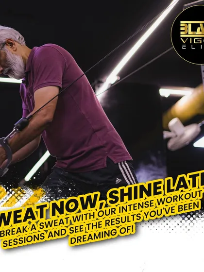 Sweat now, shine later. This member demonstrates intense focus during a cable crossover exercise, a great way to build chest strength. We believe every drop of sweat is an investment in your future self.