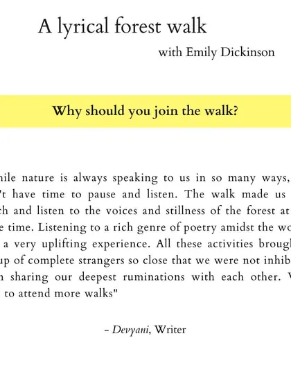 These are more reflections from people who have joined my walks. Their words speak to the soul-nourishing, meditative, and connecting power of blending poetry with nature. I am so grateful for their willingness to share their experiences.