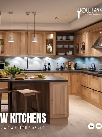 This light wood kitchen offers a timeless Scandinavian feel. The simple shaker cabinets, peninsula with seating, and clean white backsplash create a bright and inviting atmosphere.