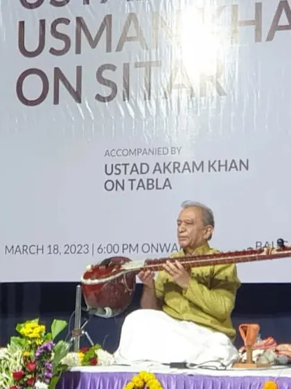 Applauding the artistry of Ustad Usman Khan Sahab, one of the most senior sitarists of our country, during a concert in his honour in Pune.