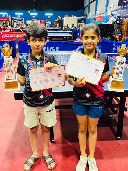 The joy of achievement is what fuels us. Here are Prisha and Keshava proudly displaying their bronze medals and trophies from the 1st Haryana State Ranking Tournament. Seeing our Under-11 players compete and succeed at the state level is a huge motivation for our entire academy.