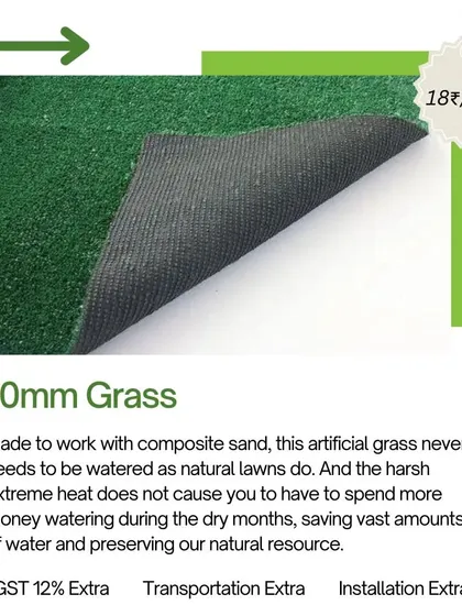 Our 10mm grass. This is a very short, mat-like option, often used for functional areas or creative wall designs.