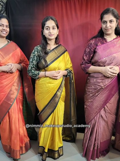A proud moment with my students after a self-draping masterclass. Each of them has successfully draped their own saree, showcasing their unique styles.