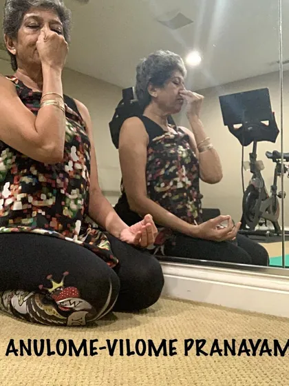 Practicing Anulom Vilom in front of a mirror, which helps in observing my posture and focus during pranayama.