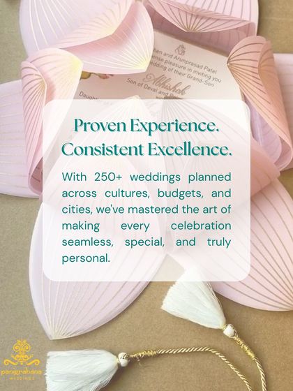 With 250+ weddings planned across cultures, budgets, and cities, we have the proven experience to deliver consistent excellence. We've mastered the art of making every celebration special and truly personal.