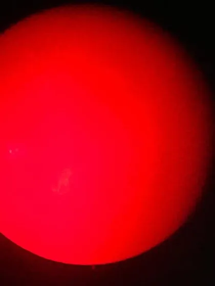 A view of the sun through a specially filtered telescope, part of our hands-on astronomy session for adult learners.