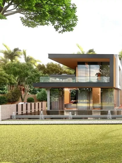This modern design is the result of detailed site studies and form development. From the division of spaces to the addition of fenestrations and design elements, the structure creates a bold presence in the landscape.
