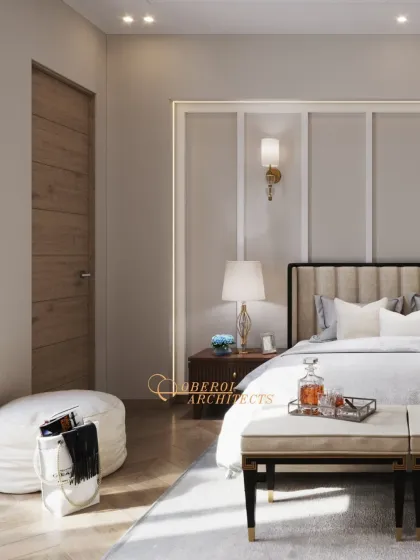 The design incorporates a comfortable bean bag and clean lines, ensuring the room feels both luxurious and livable.