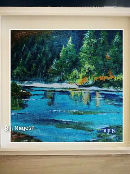 This small, dreamy landscape of a lake and pine trees was a joy to create. These 'TinyArt' pieces are a great way to start an art collection. This one has been sold.