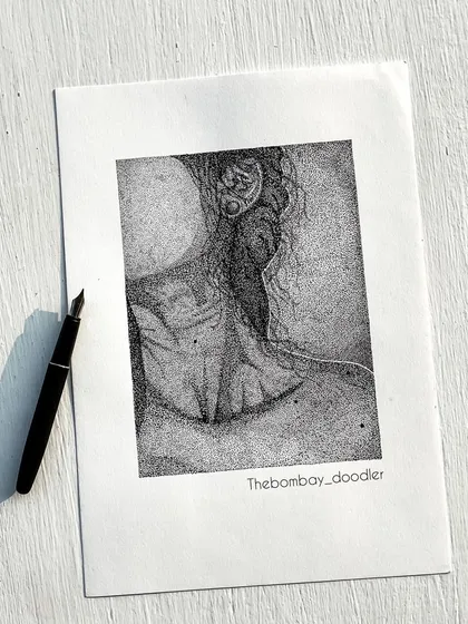 An example of my stippling work, where an image is created entirely from tiny dots. This technique requires immense patience but creates a unique texture and depth.