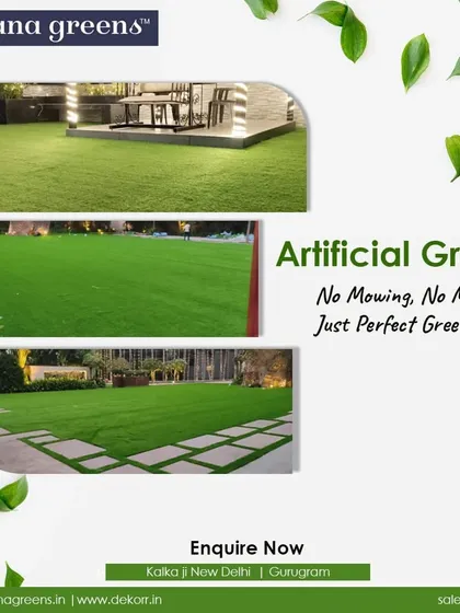 No mowing, no mess, just perfect green. This collage shows various applications of our artificial grass, from large lawns to pathways, all looking pristine.