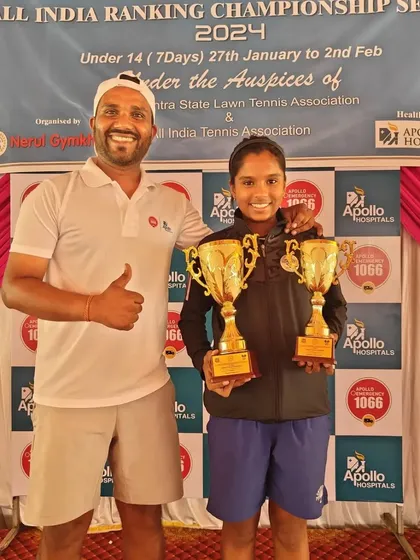 A proud coach with Tamanna Nair after her successful tournament in Navi Mumbai.