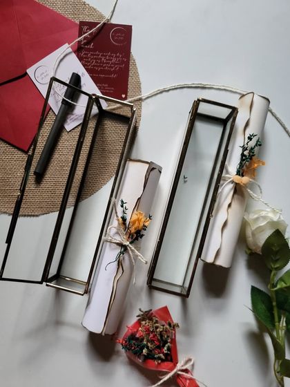 Two scroll letter boxes, ready to be filled with heartfelt messages. They are perfect for proposals, anniversaries, or just to say "I love you."