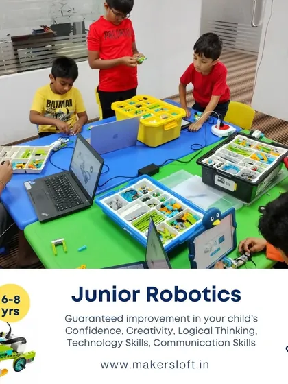 My classroom is a space for collaboration and focused learning. In this Junior Robotics session, you can see students working together, using laptops and building kits to bring their ideas to life.