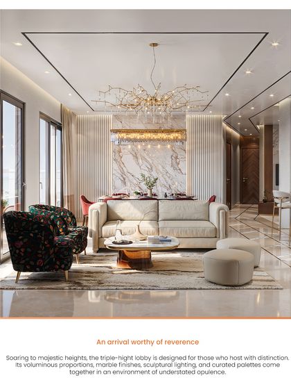 At the Kutumb residential project, the living spaces are defined by voluminous proportions and a palette of understated opulence. I used marble finishes, sculptural lighting, and curated furniture to create an environment of refined elegance and distinction.