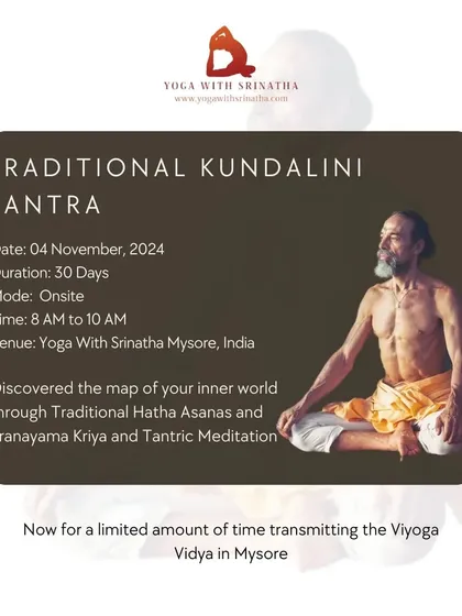 An advertisement for our Traditional Kundalini Tantra course, a 30-day immersive journey into Hatha asanas, Pranayama Kriya, and Tantric Meditation.