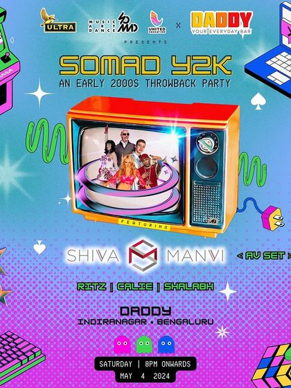 The official poster for the Y2K party. The whole aesthetic, from the music to the visuals, was a trip back in time.